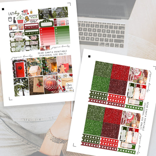 Dear Santa Printable Planner Sticker Kit - Jessica Hearts