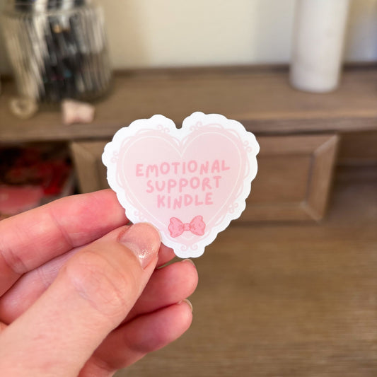 Emotional Support Kindle Vinyl Sticker - Jessica Hearts