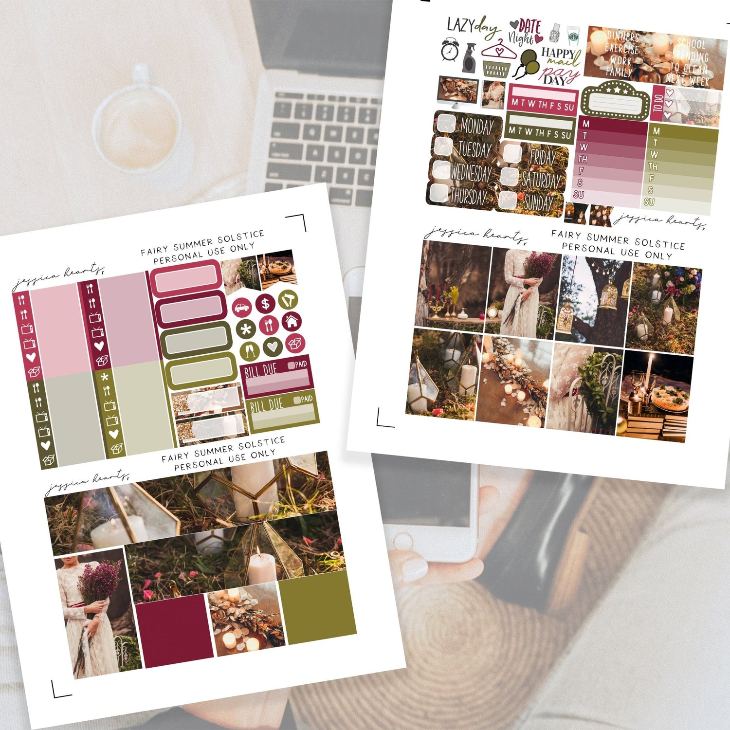 Fairy Summer Solstice Printable Planner Sticker Kit - Jessica Hearts