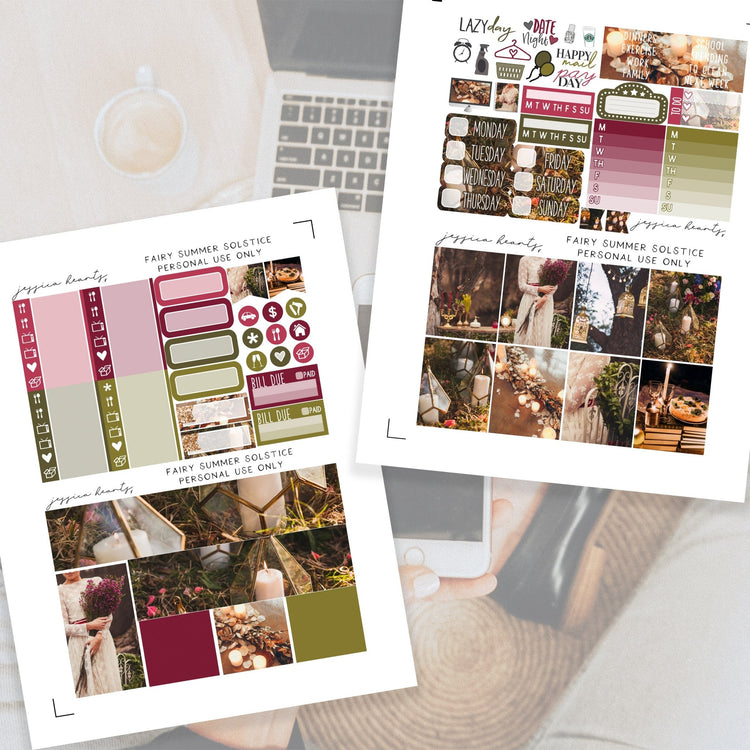 Fairy Summer Solstice Printable Planner Sticker Kit - Jessica Hearts