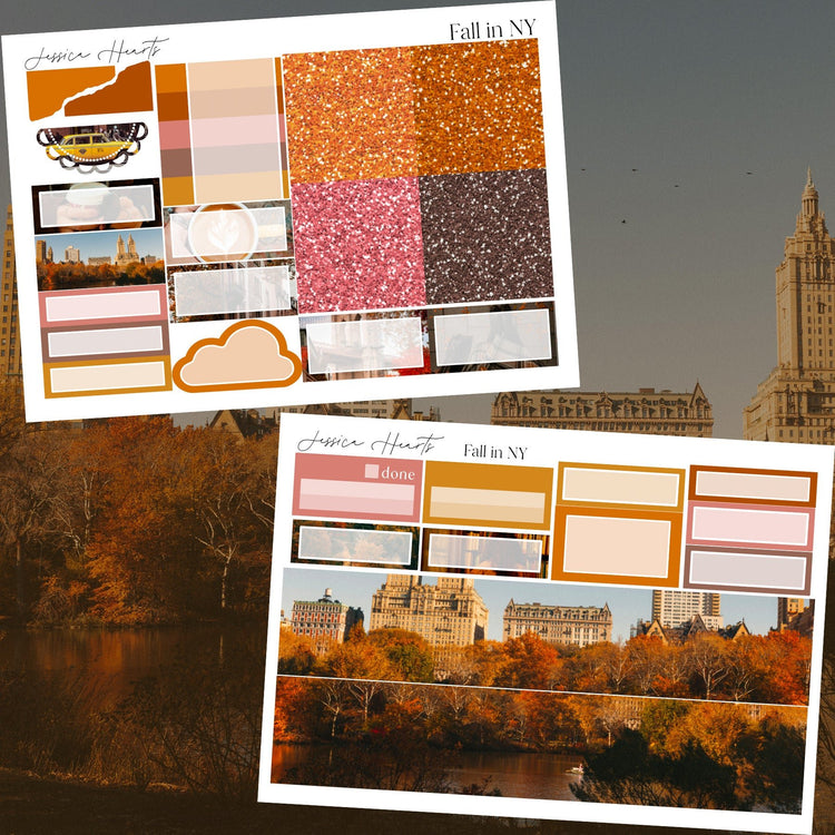 Fall in NY Weekly Sticker Kit - Jessica Hearts