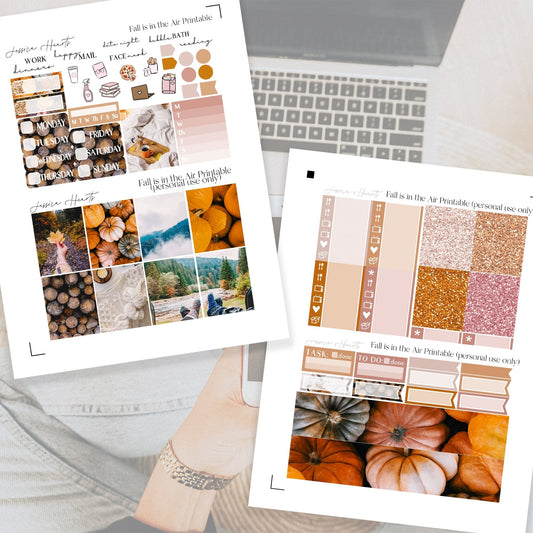 Fall is in the Air Printable Planner Sticker Kit - Jessica Hearts