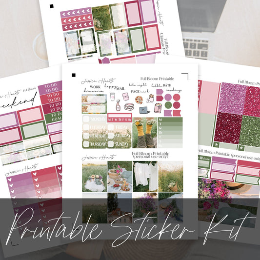 Full Bloom Printable Planner Sticker Kit - Jessica Hearts
