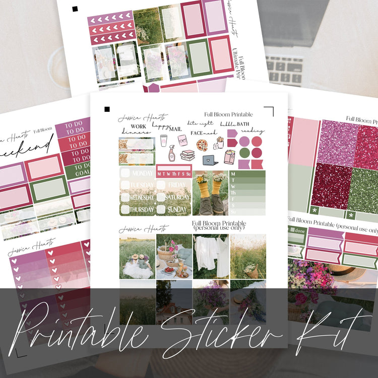 Full Bloom Printable Planner Sticker Kit - Jessica Hearts