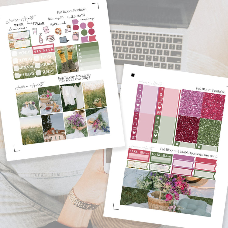 Full Bloom Printable Planner Sticker Kit - Jessica Hearts