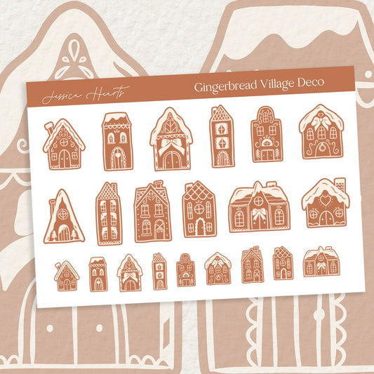 Gingerbread Village Deco Stickers - Jessica Hearts
