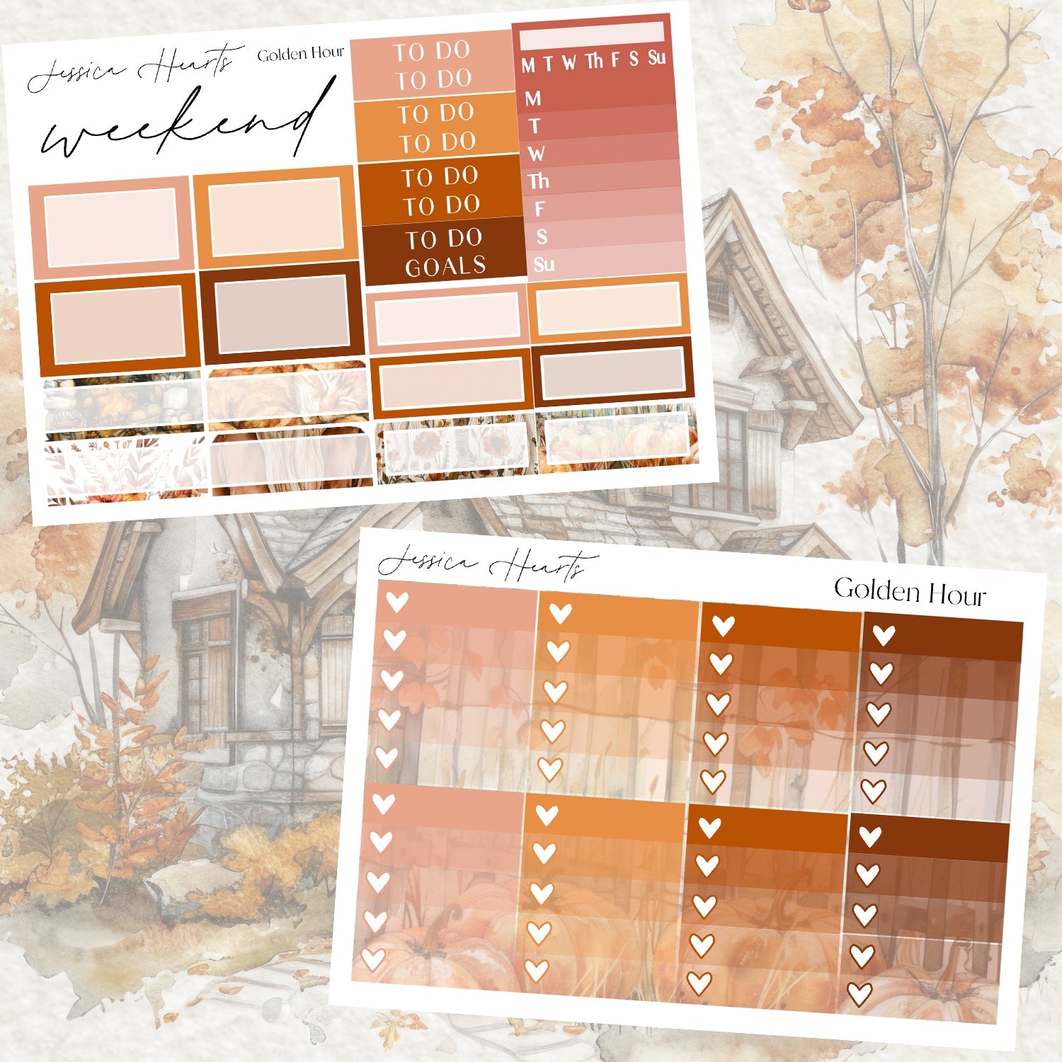 Golden Hour Weekly Sticker Kit - Jessica Hearts