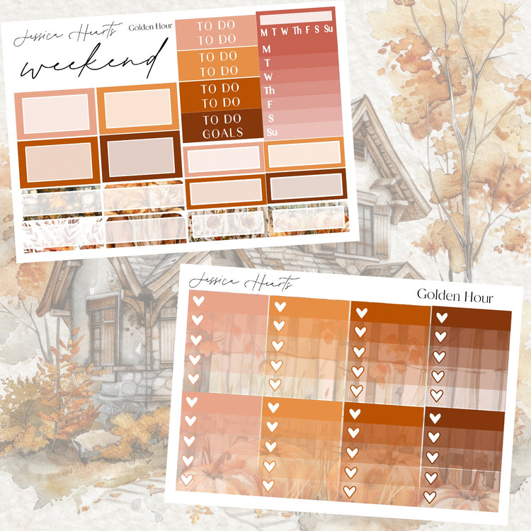 Golden Hour Weekly Sticker Kit - Jessica Hearts