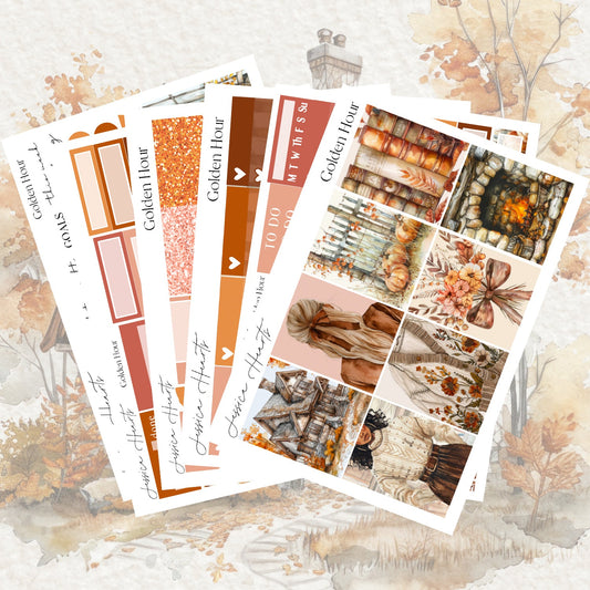 Golden Hour Weekly Sticker Kit - Jessica Hearts