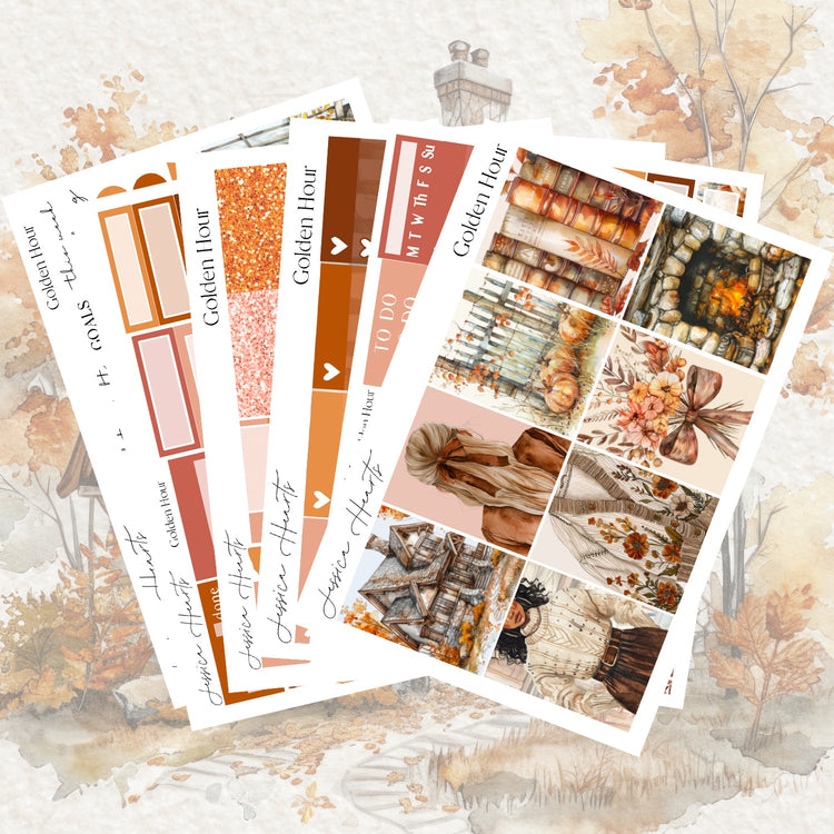 Golden Hour Weekly Sticker Kit - Jessica Hearts