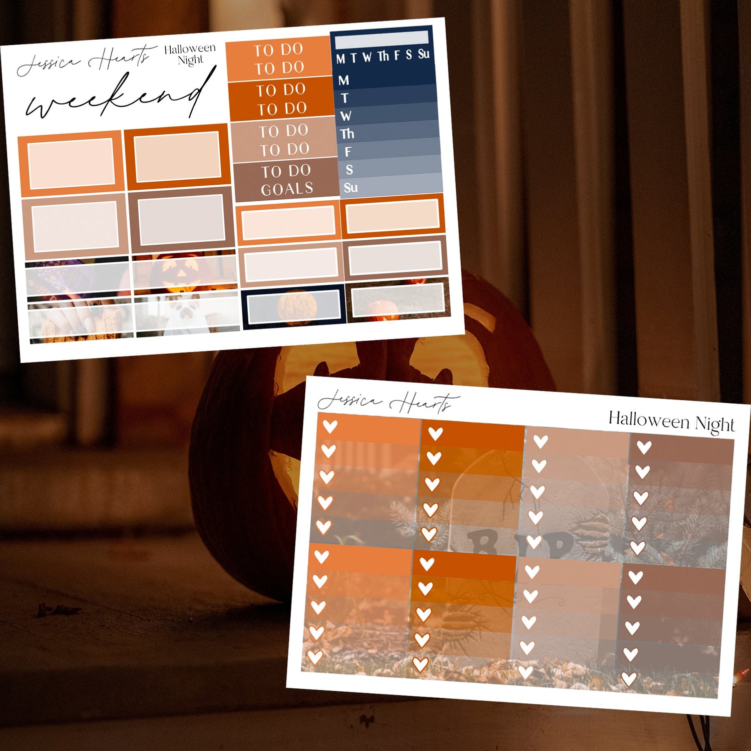 Halloween Night Weekly Sticker Kit - Jessica Hearts