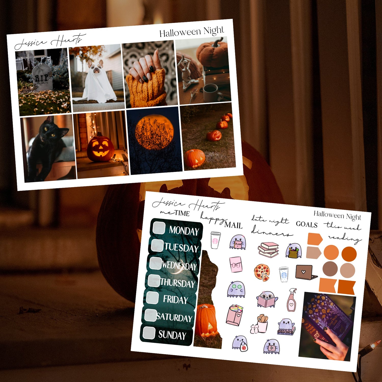 Halloween Night Weekly Sticker Kit - Jessica Hearts