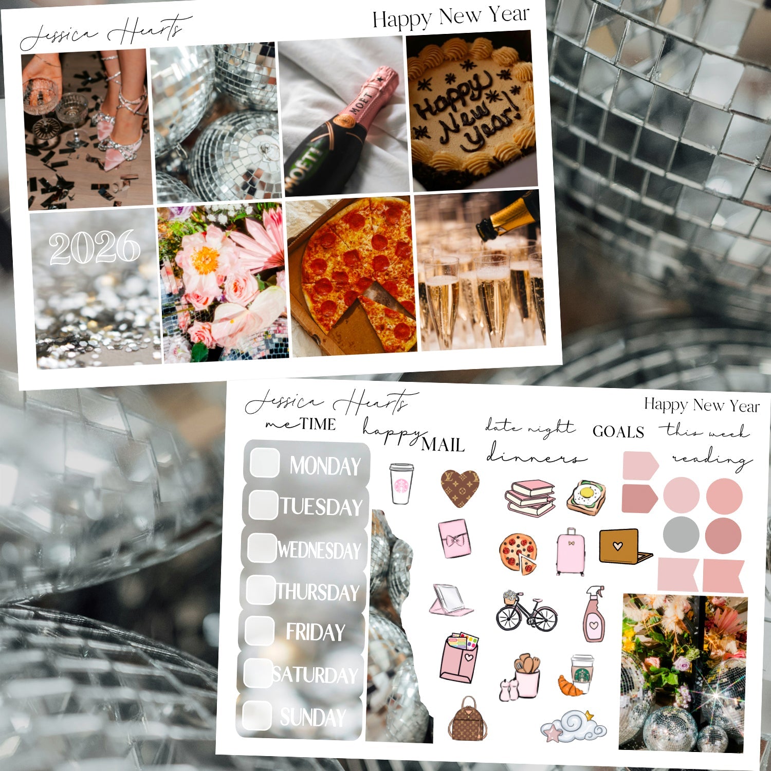 Happy New Year Weekly Sticker Kit - Jessica Hearts