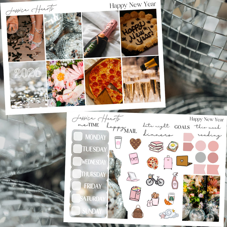 Happy New Year Weekly Sticker Kit - Jessica Hearts