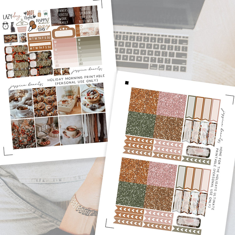 Holiday Morning Printable Planner Sticker Kit - Jessica Hearts