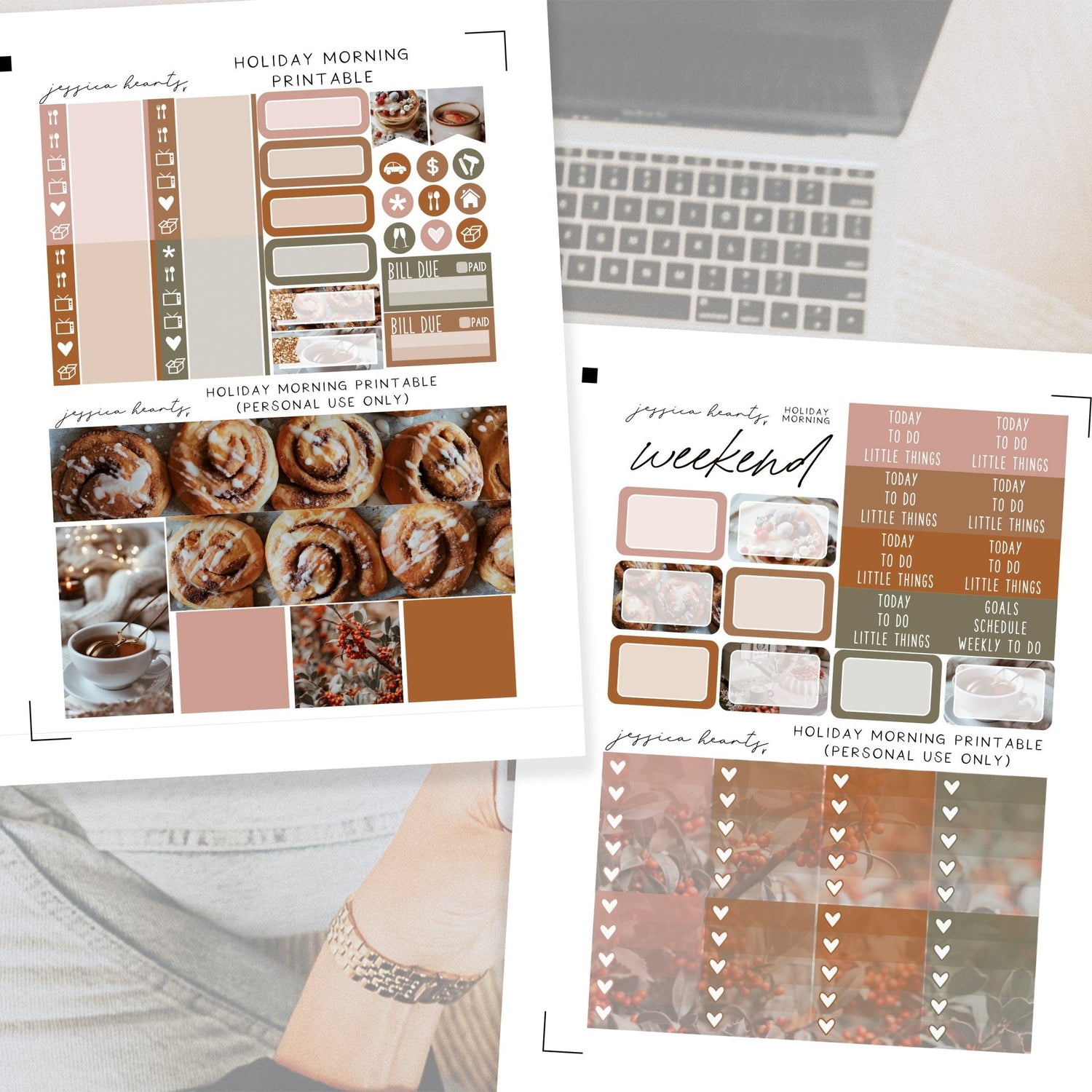 Holiday Morning Printable Planner Sticker Kit - Jessica Hearts