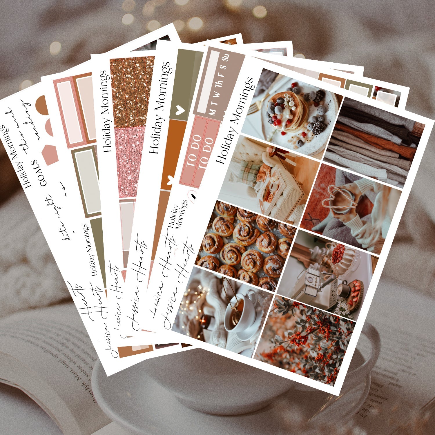 Holiday Mornings Weekly Sticker Kit - Jessica Hearts