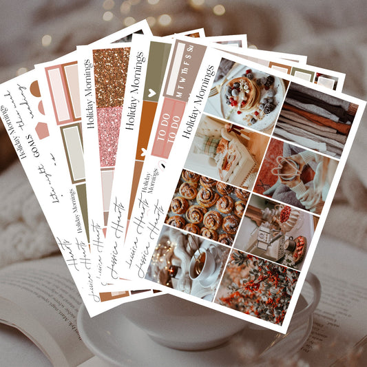 Holiday Mornings Weekly Sticker Kit - Jessica Hearts