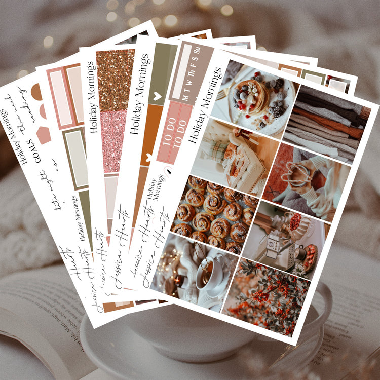 Holiday Mornings Weekly Sticker Kit - Jessica Hearts