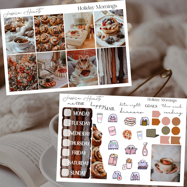 Holiday Mornings Weekly Sticker Kit - Jessica Hearts