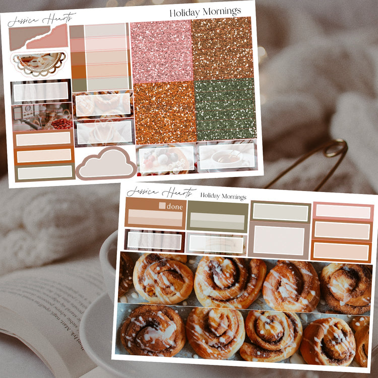 Holiday Mornings Weekly Sticker Kit - Jessica Hearts