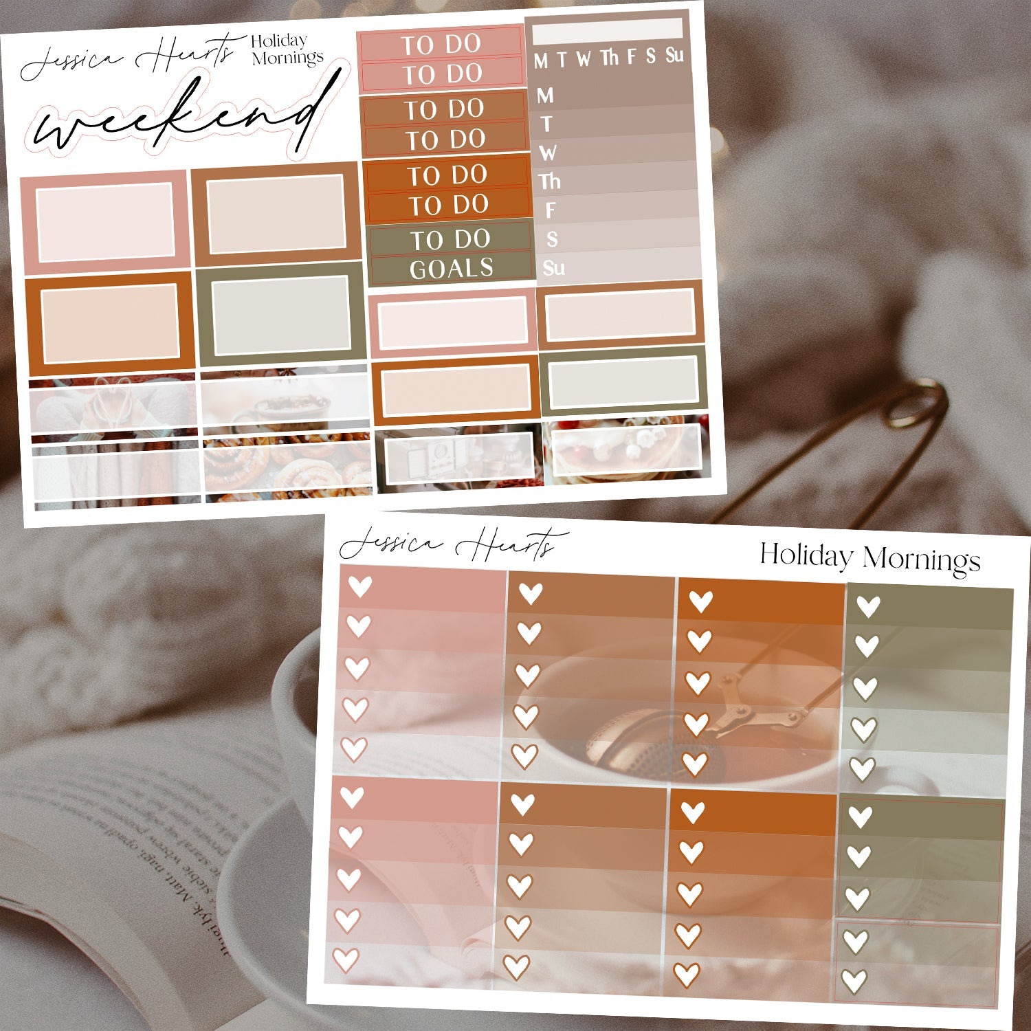 Holiday Mornings Weekly Sticker Kit - Jessica Hearts