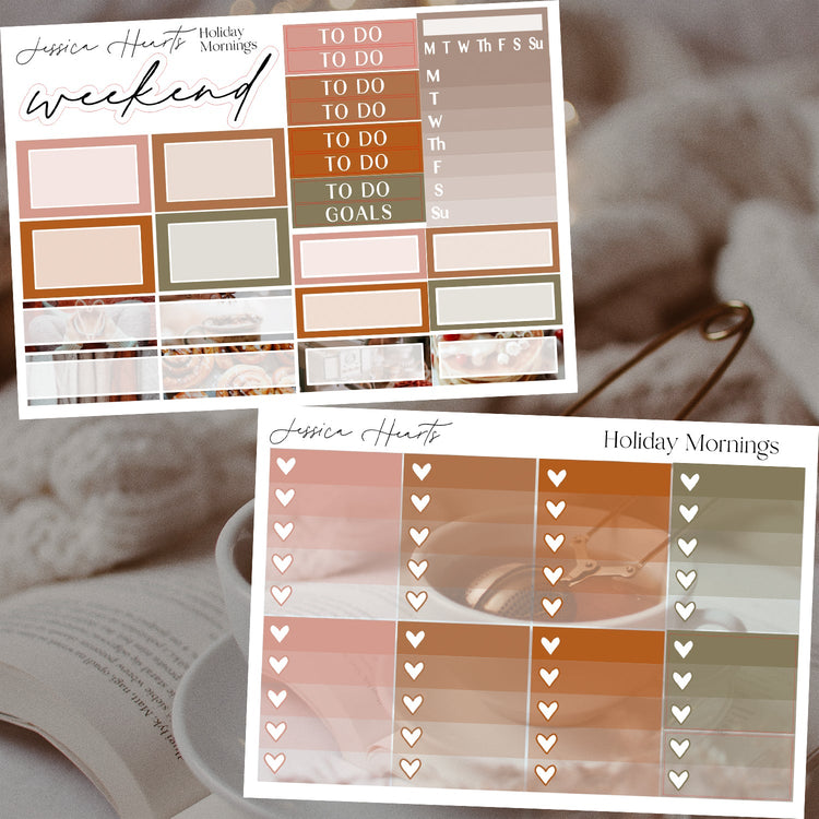 Holiday Mornings Weekly Sticker Kit - Jessica Hearts