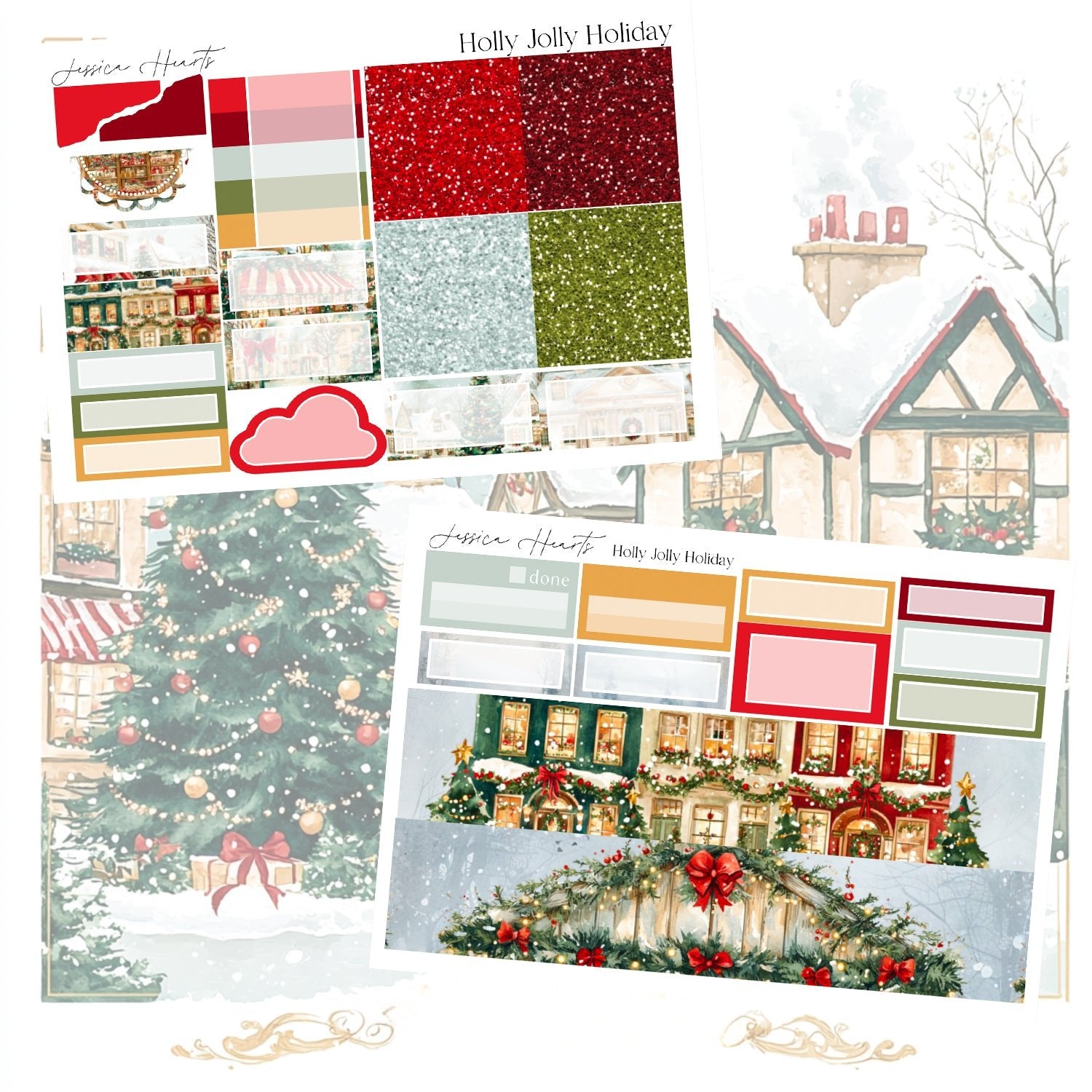 Holly Jolly Holiday Weekly Sticker Kit - Jessica Hearts