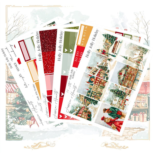 Holly Jolly Holiday Weekly Sticker Kit - Jessica Hearts