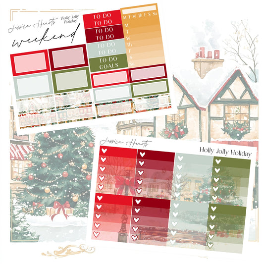 Holly Jolly Holiday Weekly Sticker Kit - Jessica Hearts
