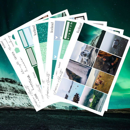 Iceland 2025 Weekly Sticker Kit - Jessica Hearts