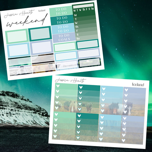 Iceland 2025 Weekly Sticker Kit - Jessica Hearts