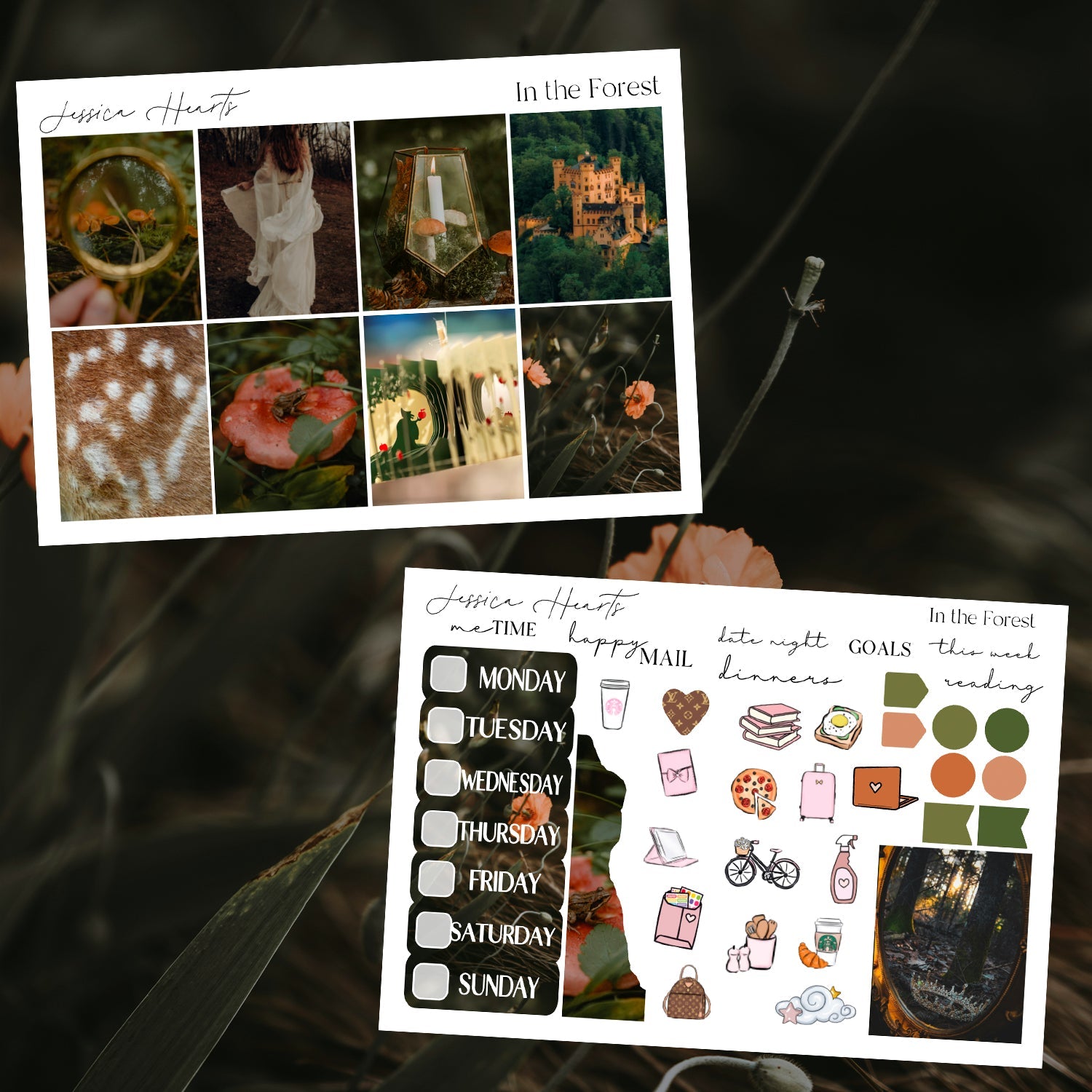 In the Forest Weekly Sticker Kit - Jessica Hearts