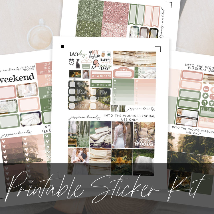 Into the Woods Printable Planner Sticker Kit - Jessica Hearts