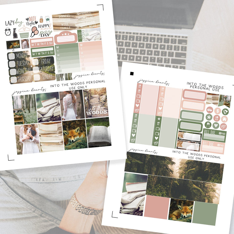Into the Woods Printable Planner Sticker Kit - Jessica Hearts