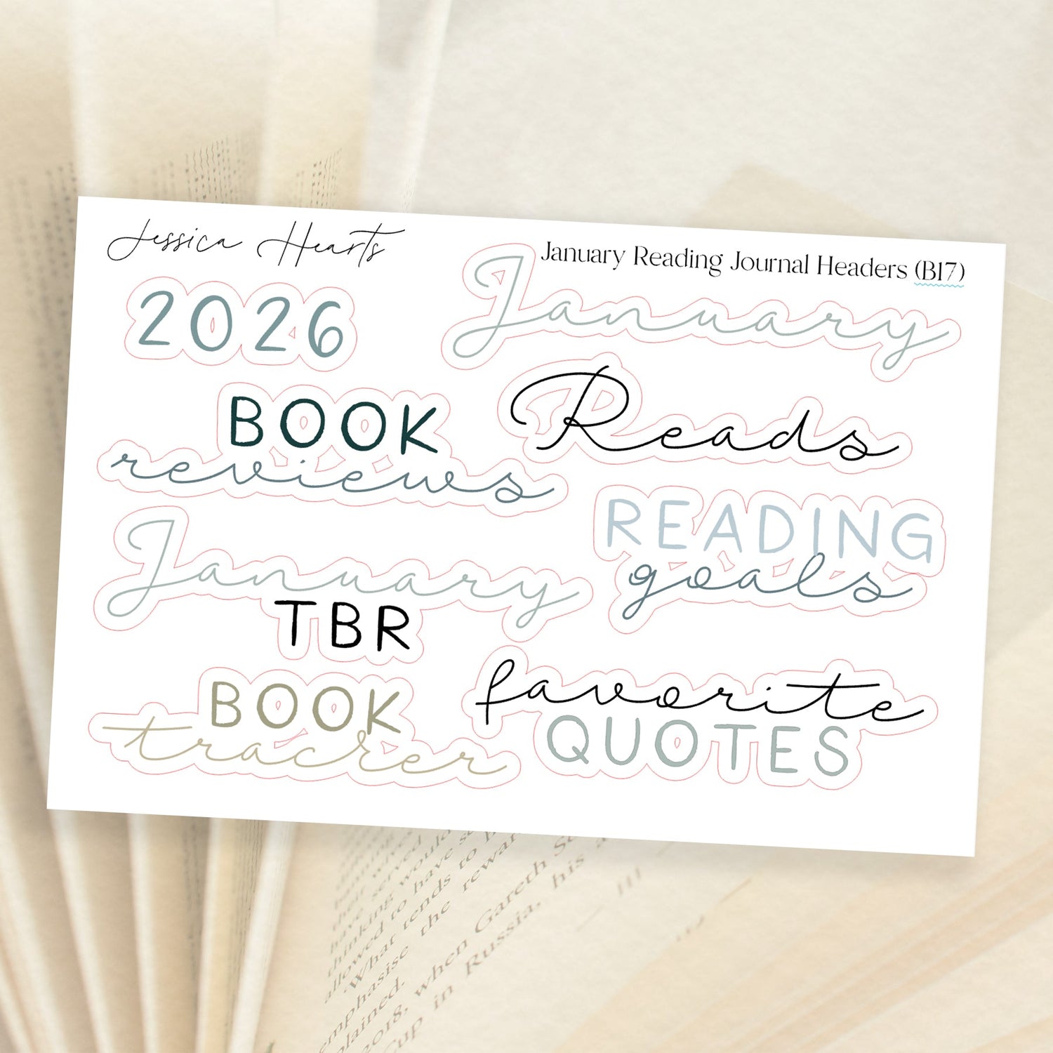 January 2026 Reading Journal Headers (B17) - Jessica Hearts