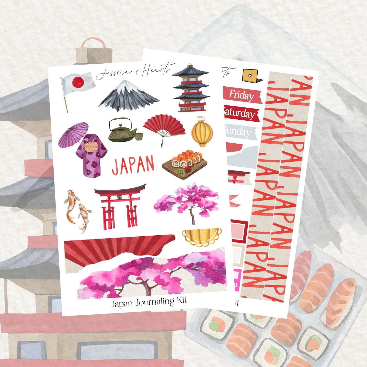 Japan Journaling Kit - Jessica Hearts