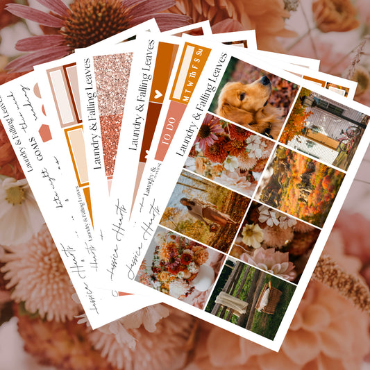 Laundry & Falling Leaves Weekly Sticker Kit