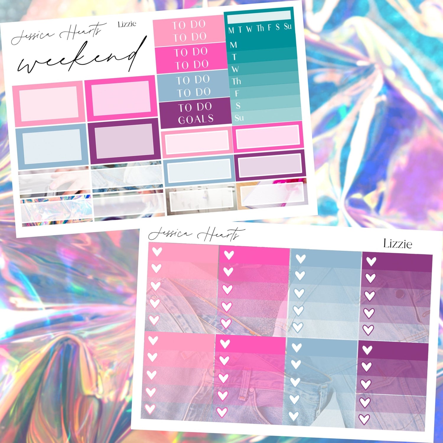 Lizzie Weekly Sticker Kit - Jessica Hearts
