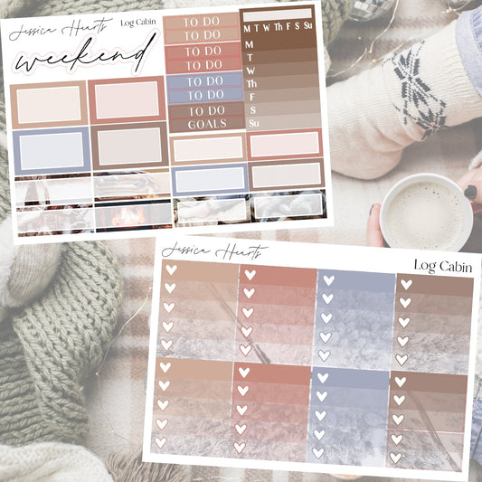 Log Cabin Weekly Sticker Kit - Jessica Hearts