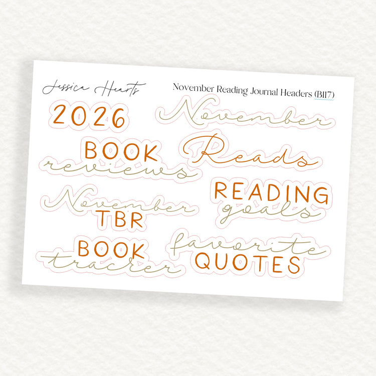 November Reading Journal Headers (B117) - Jessica Hearts