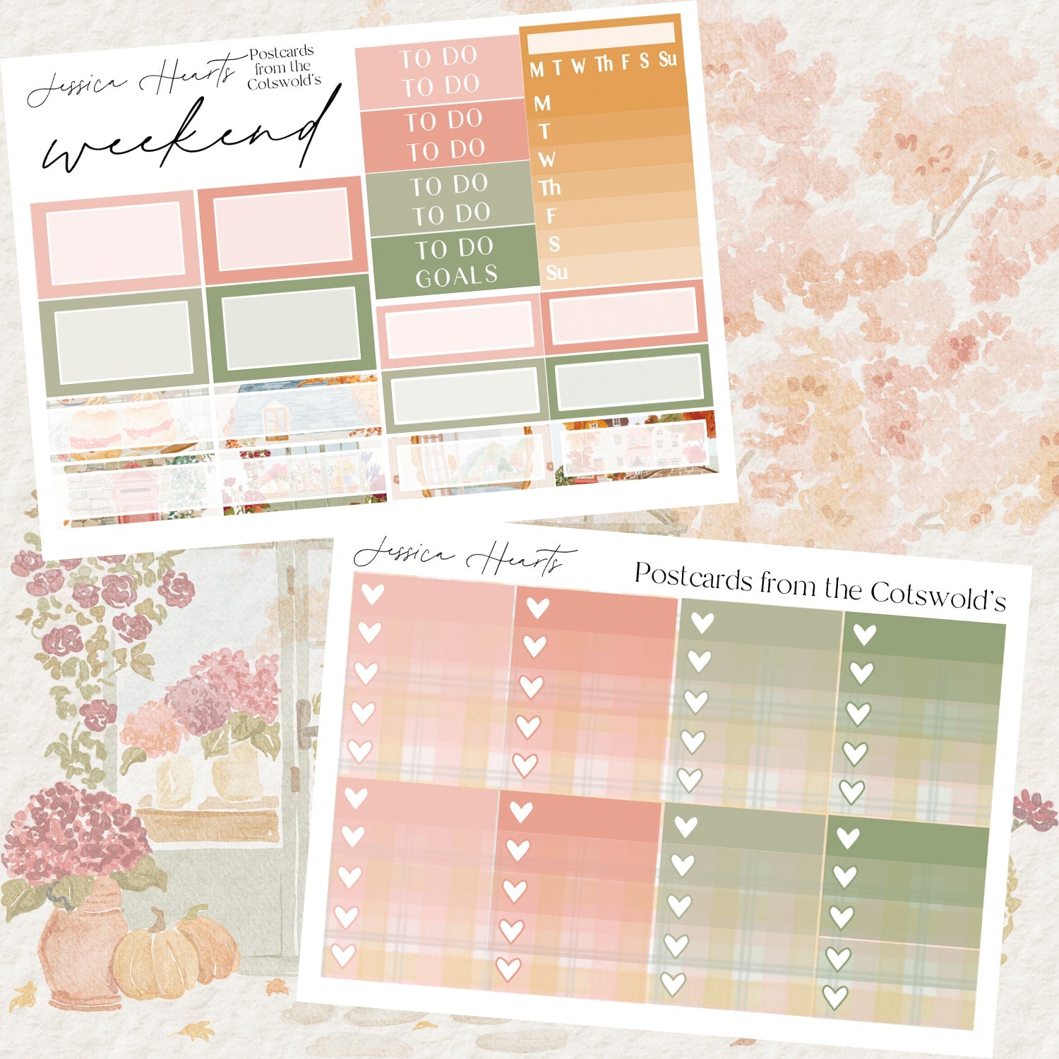 Postcard from the Cotswold's Weekly Sticker Kit - Jessica Hearts