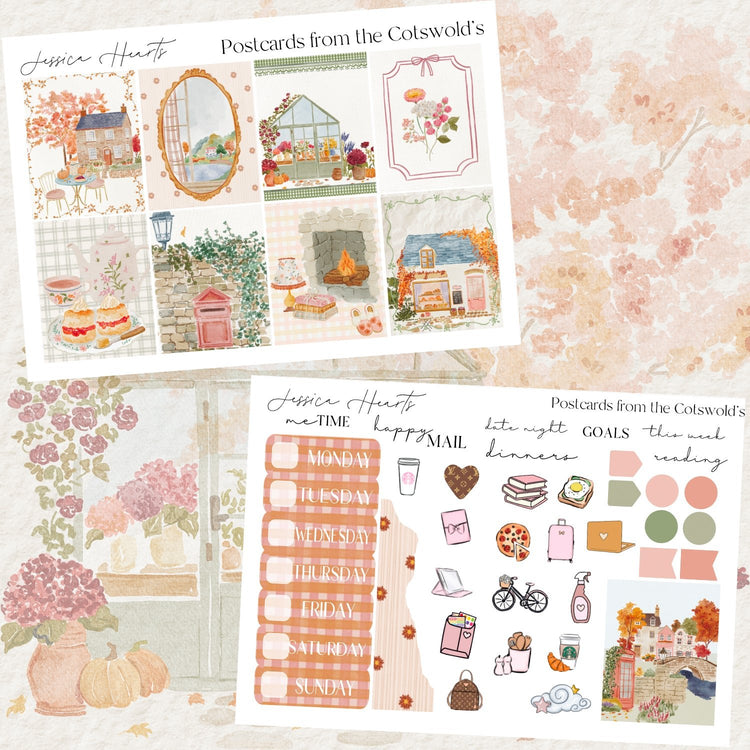 Postcard from the Cotswold's Weekly Sticker Kit - Jessica Hearts