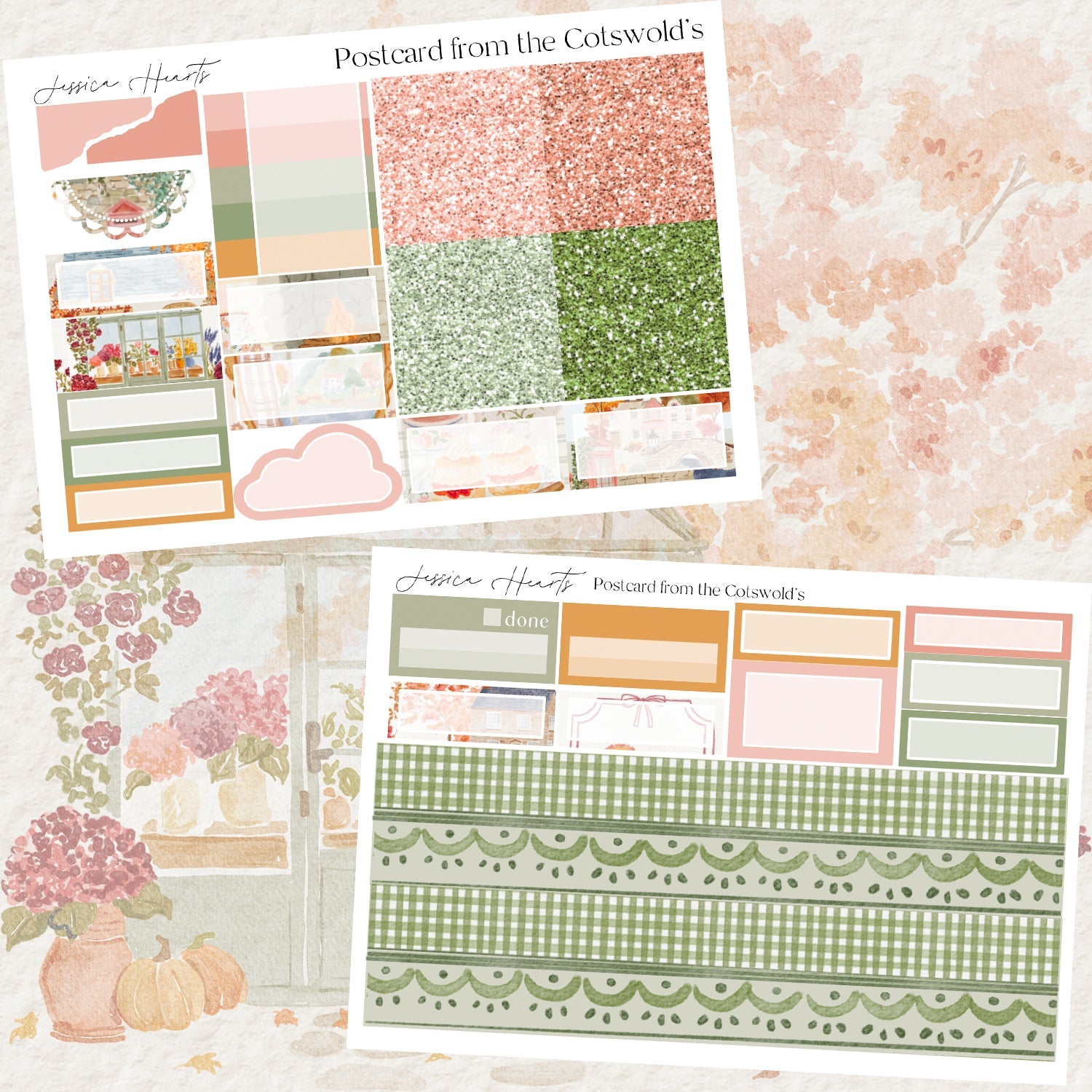 Postcard from the Cotswold's Weekly Sticker Kit - Jessica Hearts