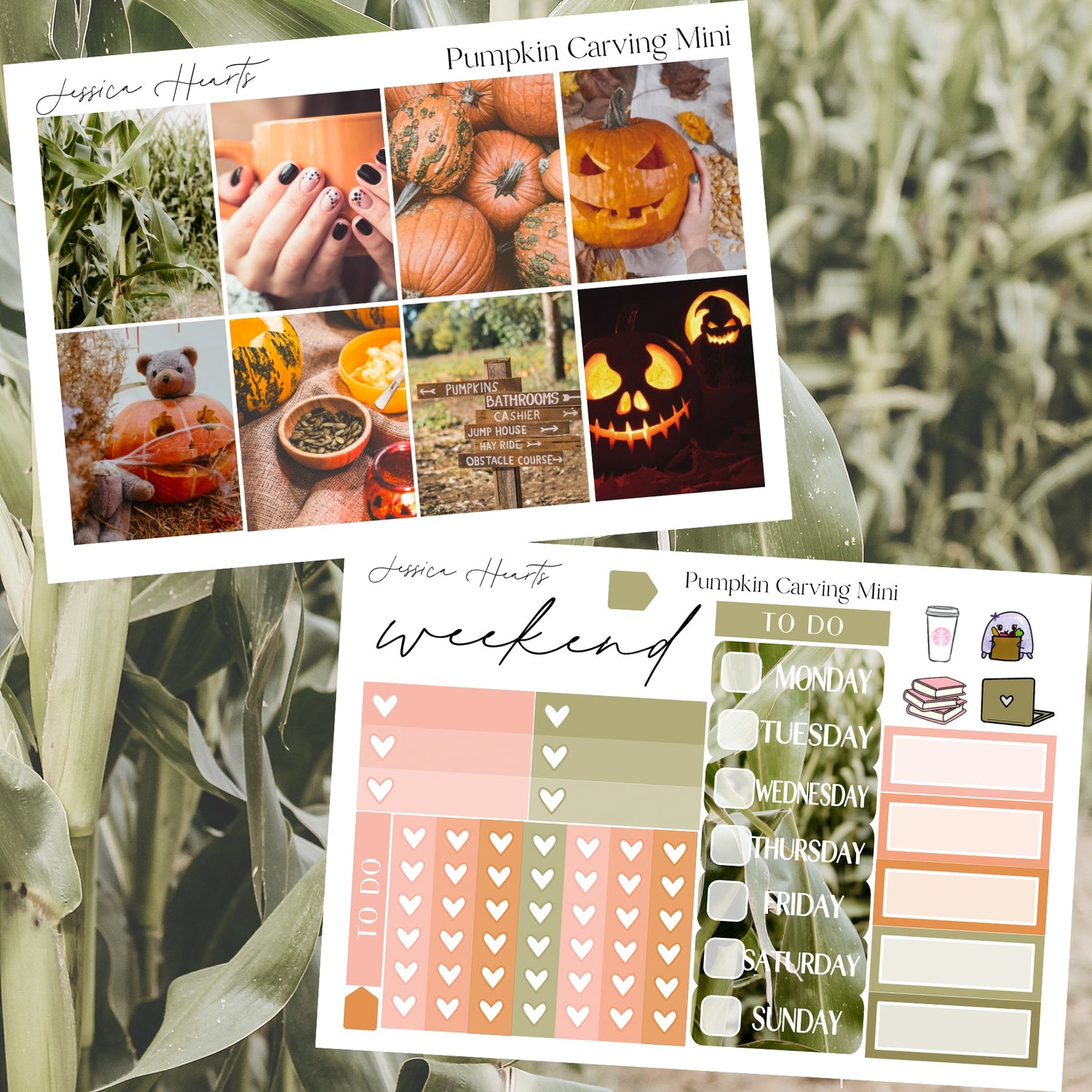 Pumpkin Carving MINI Sticker Kit 2024 - Jessica Hearts
