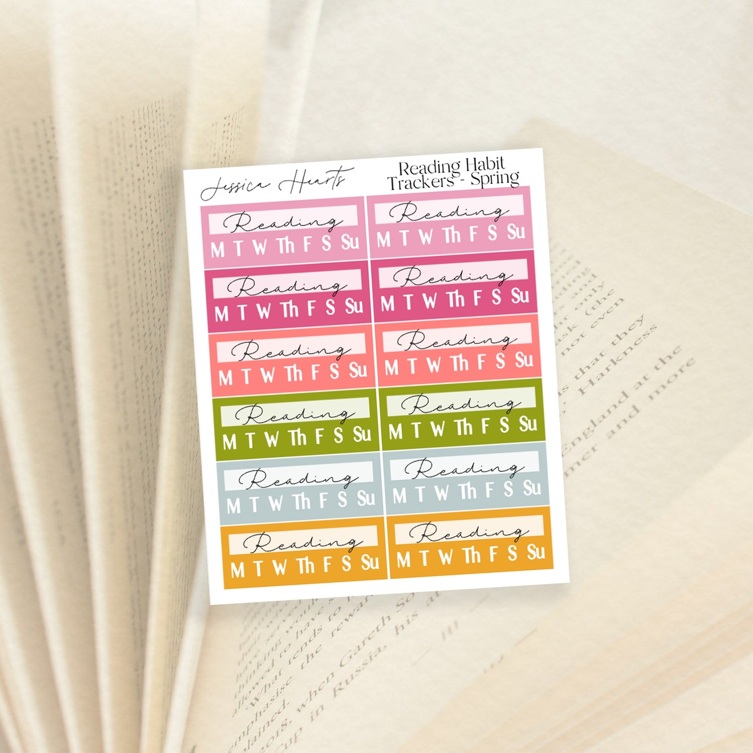 Reading Habit Trackers - Spring - Jessica Hearts