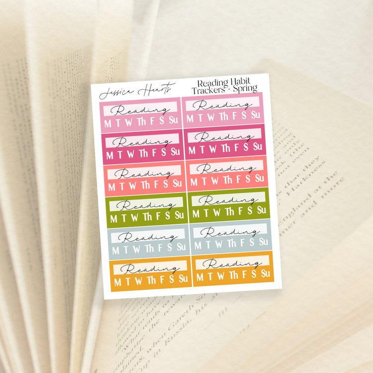 Reading Habit Trackers - Spring - Jessica Hearts