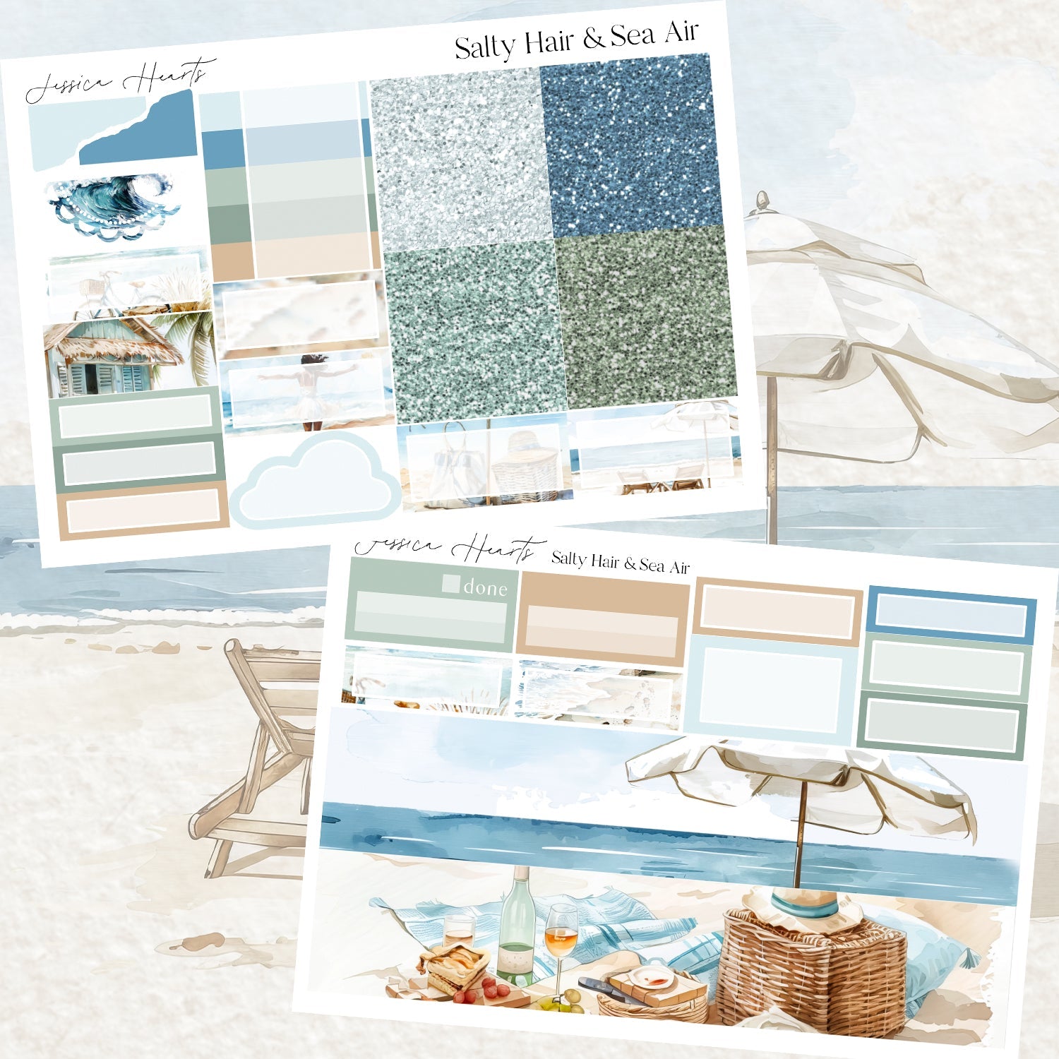 Salty Hair & Sea Air Weekly Sticker Kit - Jessica Hearts