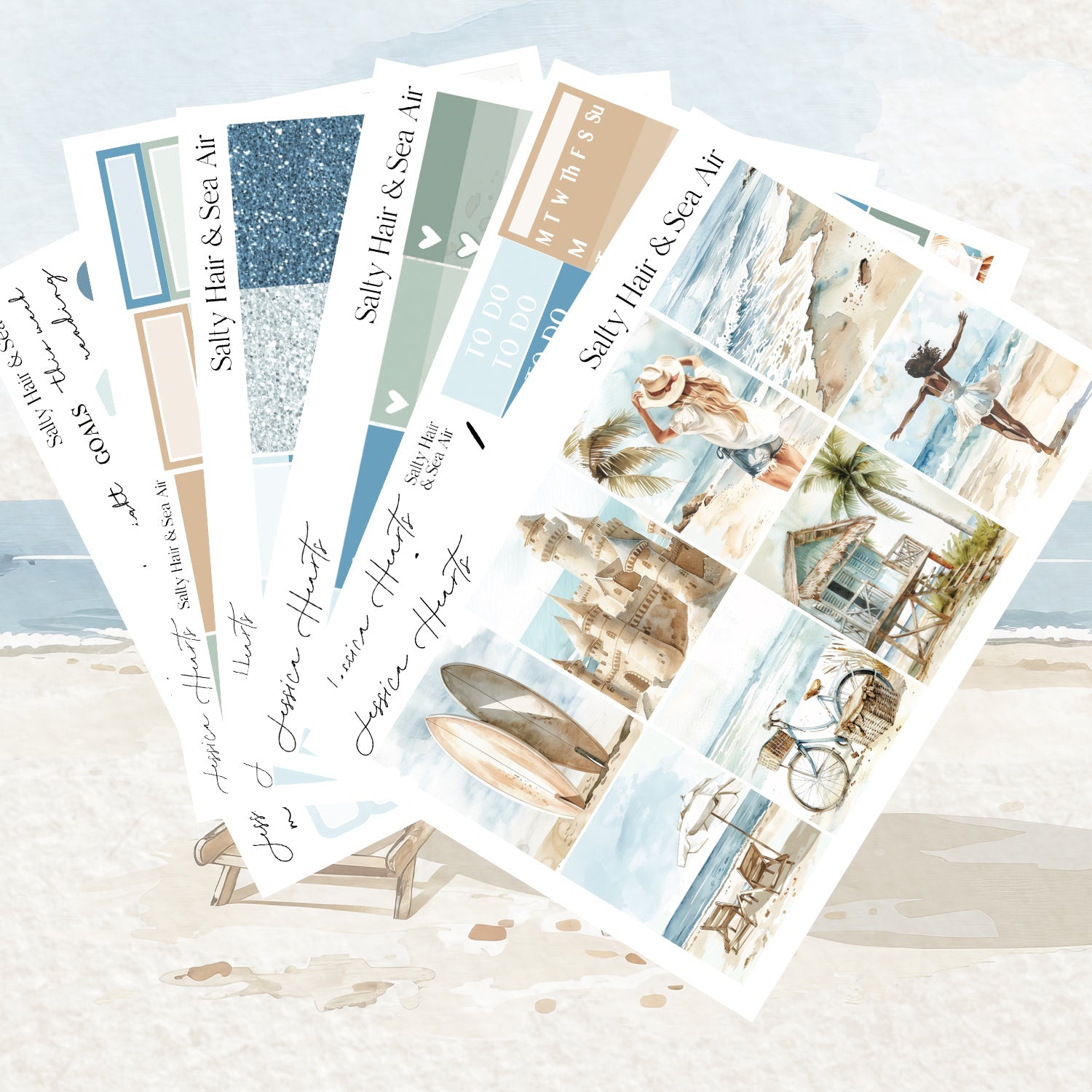 Salty Hair & Sea Air Weekly Sticker Kit - Jessica Hearts