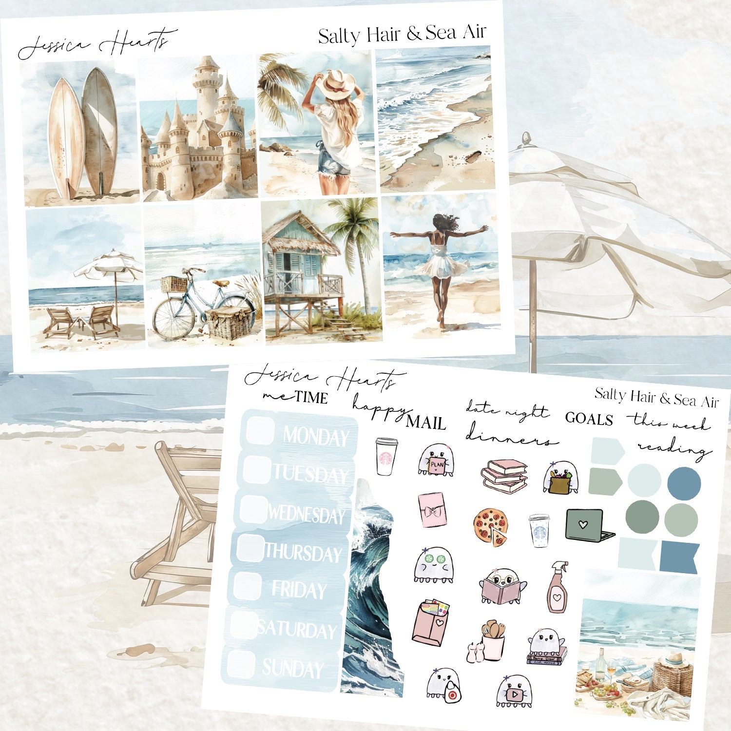 Salty Hair & Sea Air Weekly Sticker Kit - Jessica Hearts